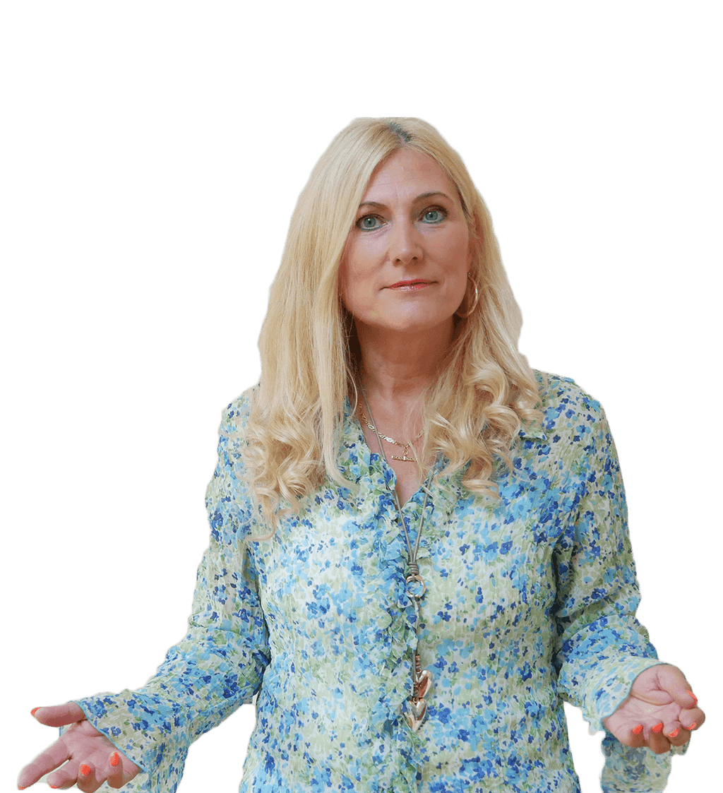 Sonya Hudson Sonya Hudson with open hands and a questioning expression
